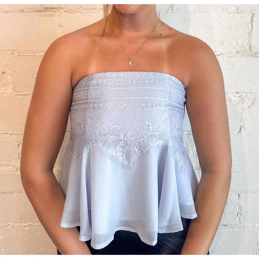 NEW ADELINE jocelyn floral lace top in light blue